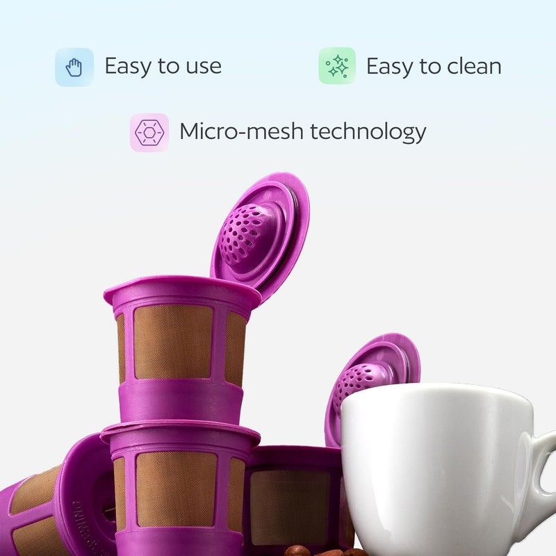 GoodCups 4 Reusable K Cups for Keurig Coffee Makers - BPA Free Universal Fit Purple Refillable Kcups Coffee Filters for 1.0 and 2.0 Keurig Brewers - Image 4